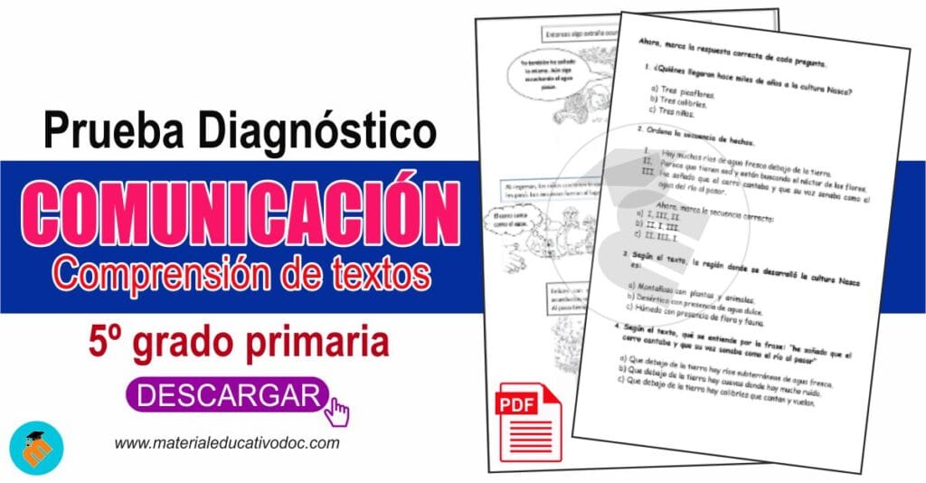 Evaluación de Comunicación 5º grado