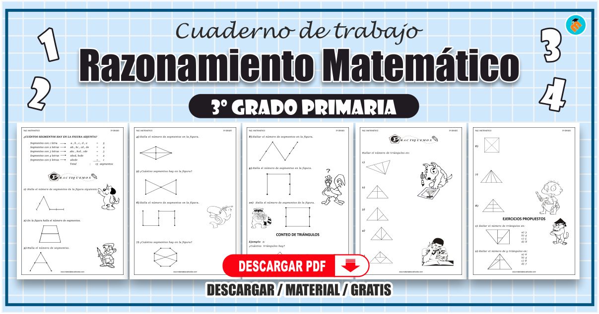 Cuaderno de ejercicios Razonamiento Matemático 3º grado primaria