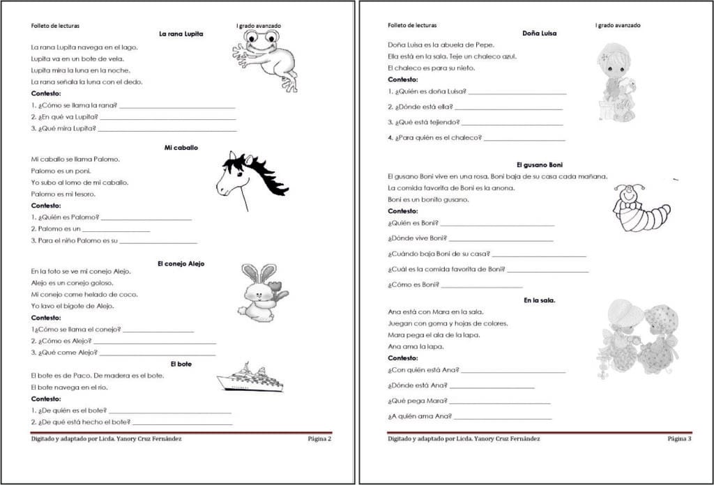Cuaderno de Lecturas Cortas para la Compresión Lectora Infantil