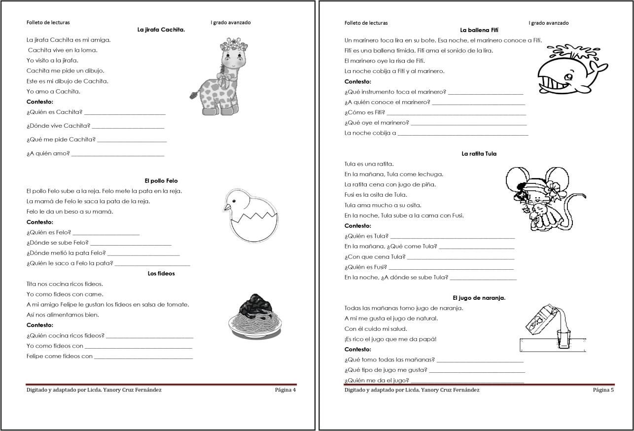 Cuaderno de Lecturas Cortas para la Compresión Lectora Infantil