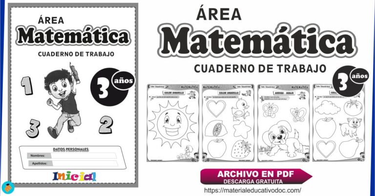Cuaderno de trabajo MATEMÁTICA para inicial 3 años | Descargar en PDF
