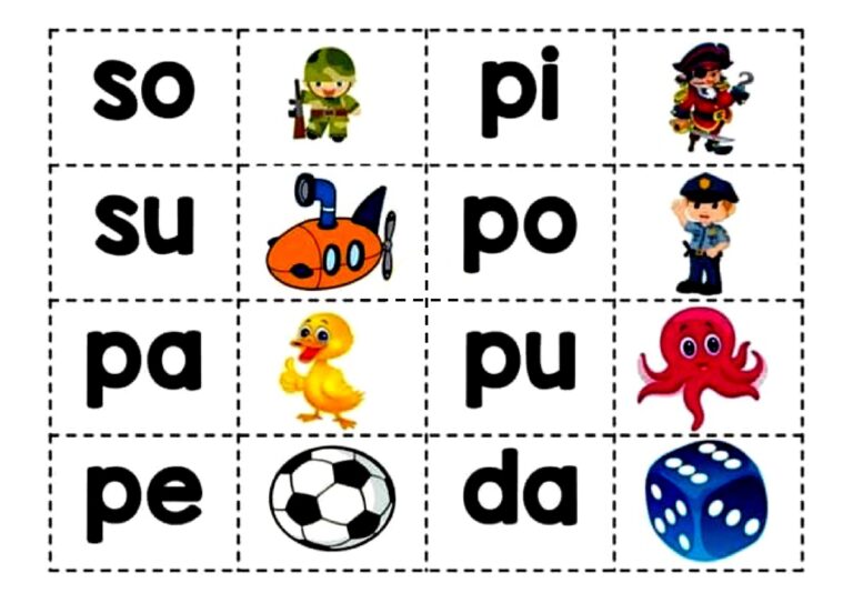 Fichas del silabario para la lectura infantil | Imprimir en pdf.