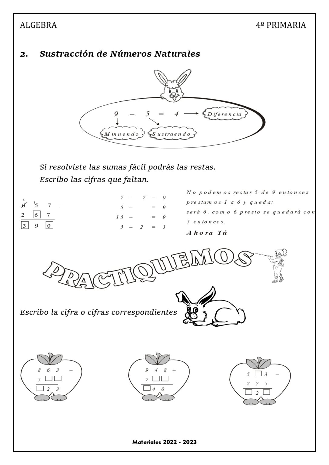 Álgebra: Guia de ejercicios para 4º grado primaria | Imprimir material