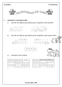 Álgebra: Guia de ejercicios para 4º grado primaria | Imprimir material