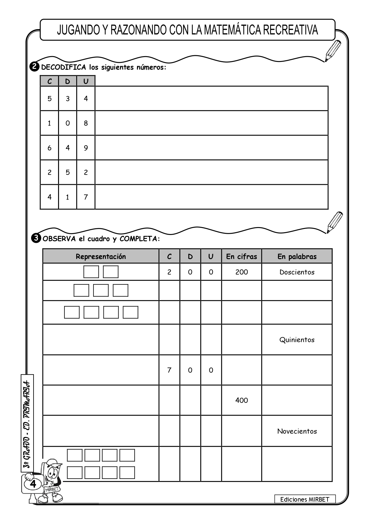 Ejercicios recreativos y de repaso para 3º grado nivel primaria
