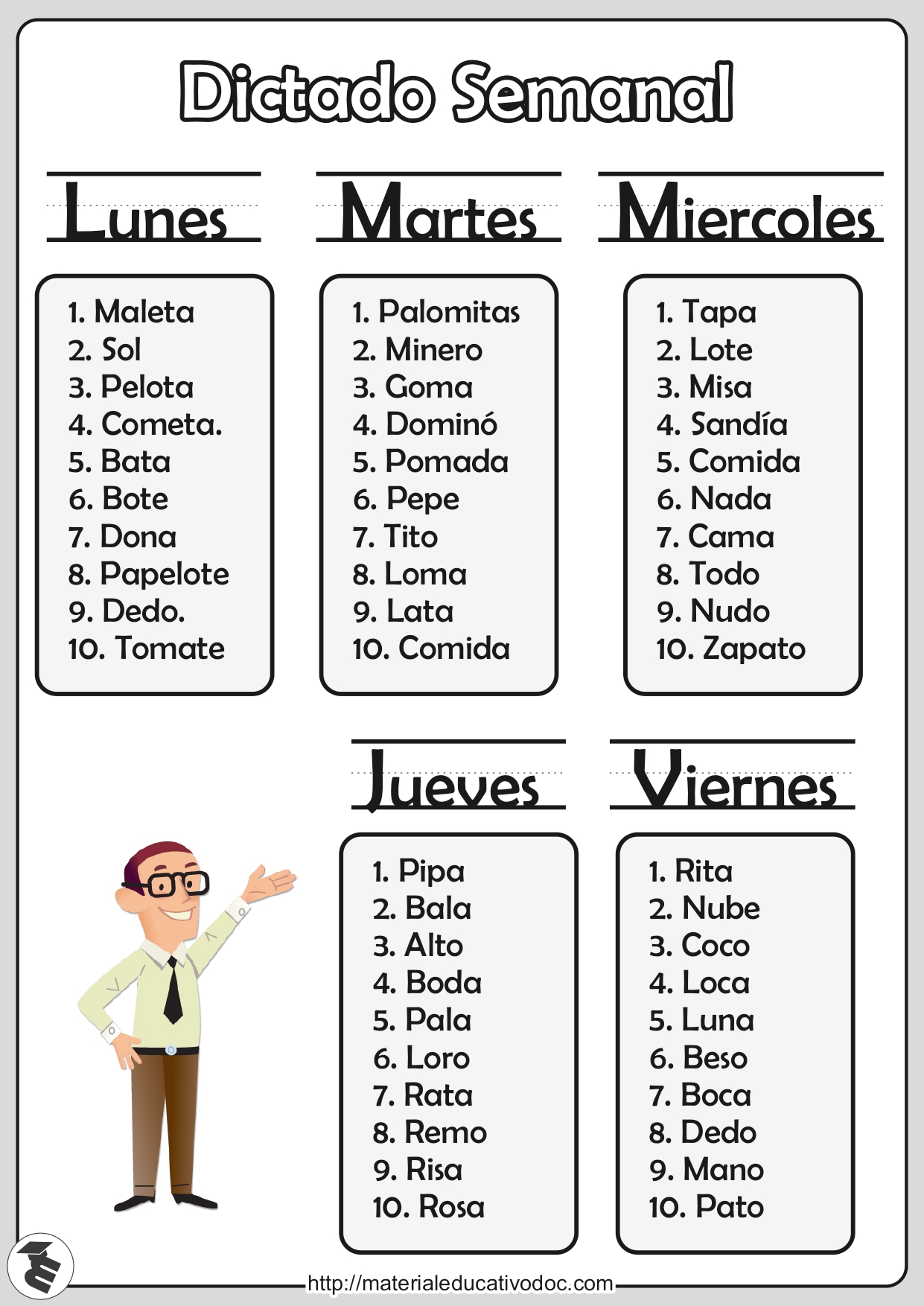 Material de dictados semanales