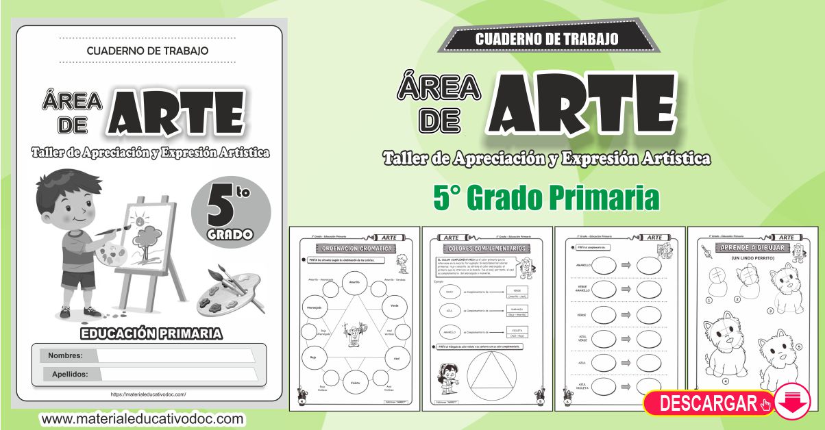Área de arte cuaderno de actividades para 5º Grado primaria