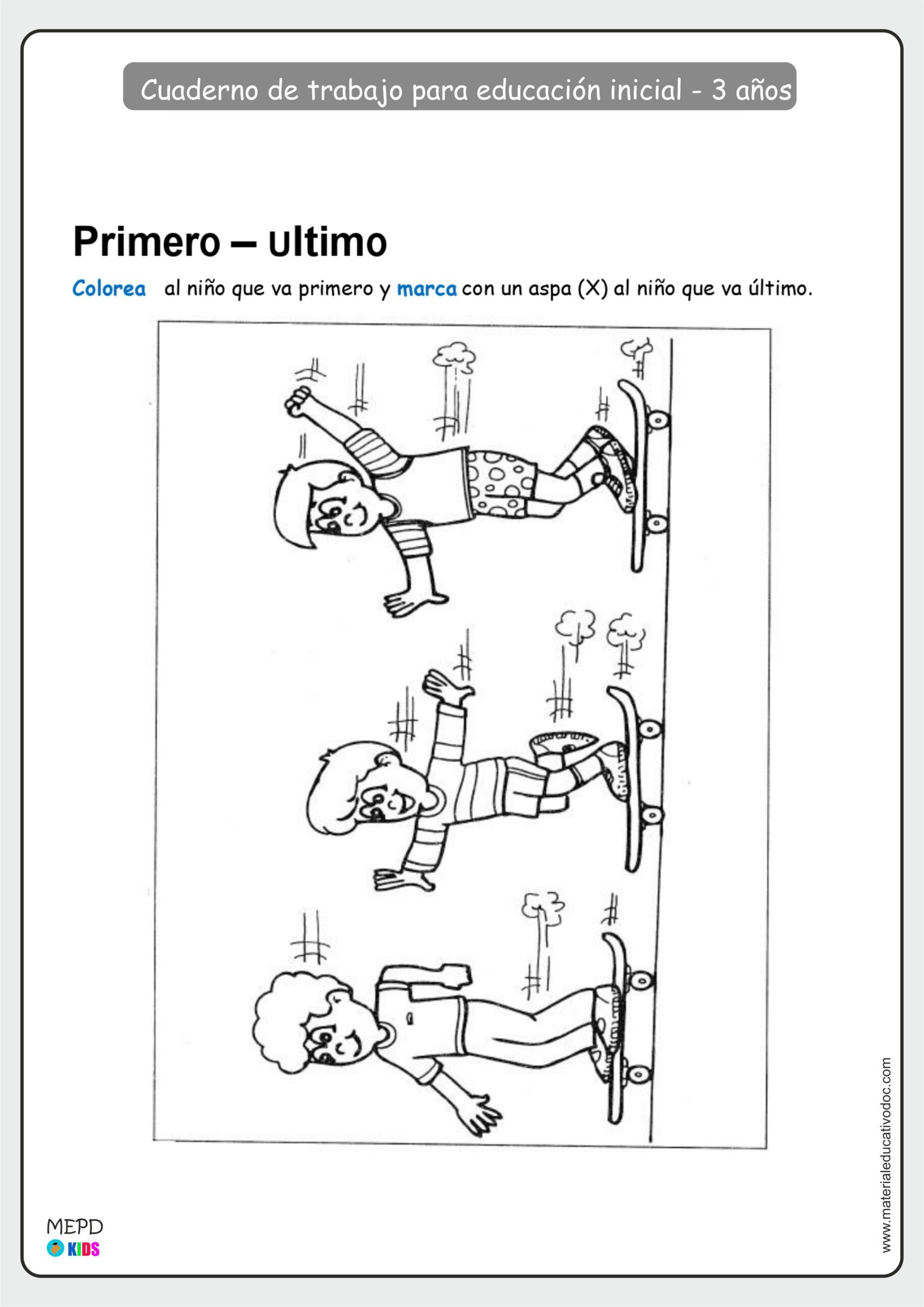 Cuaderno de matemática para niños de 3 años