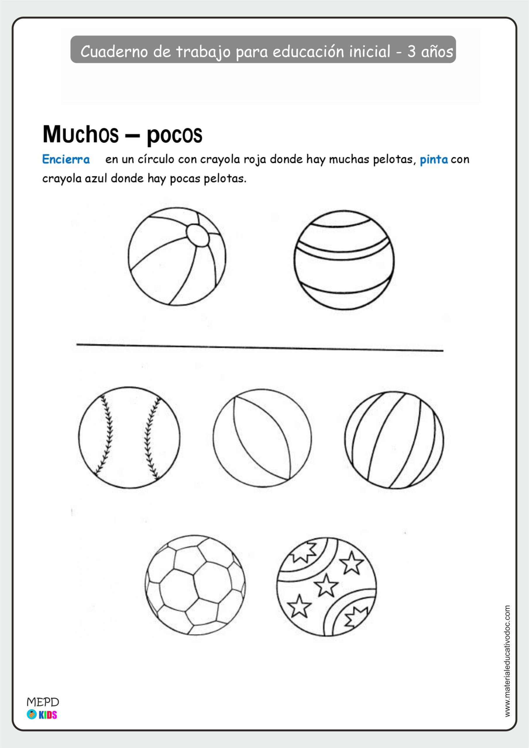 Cuaderno de matemática para niños de 3 años