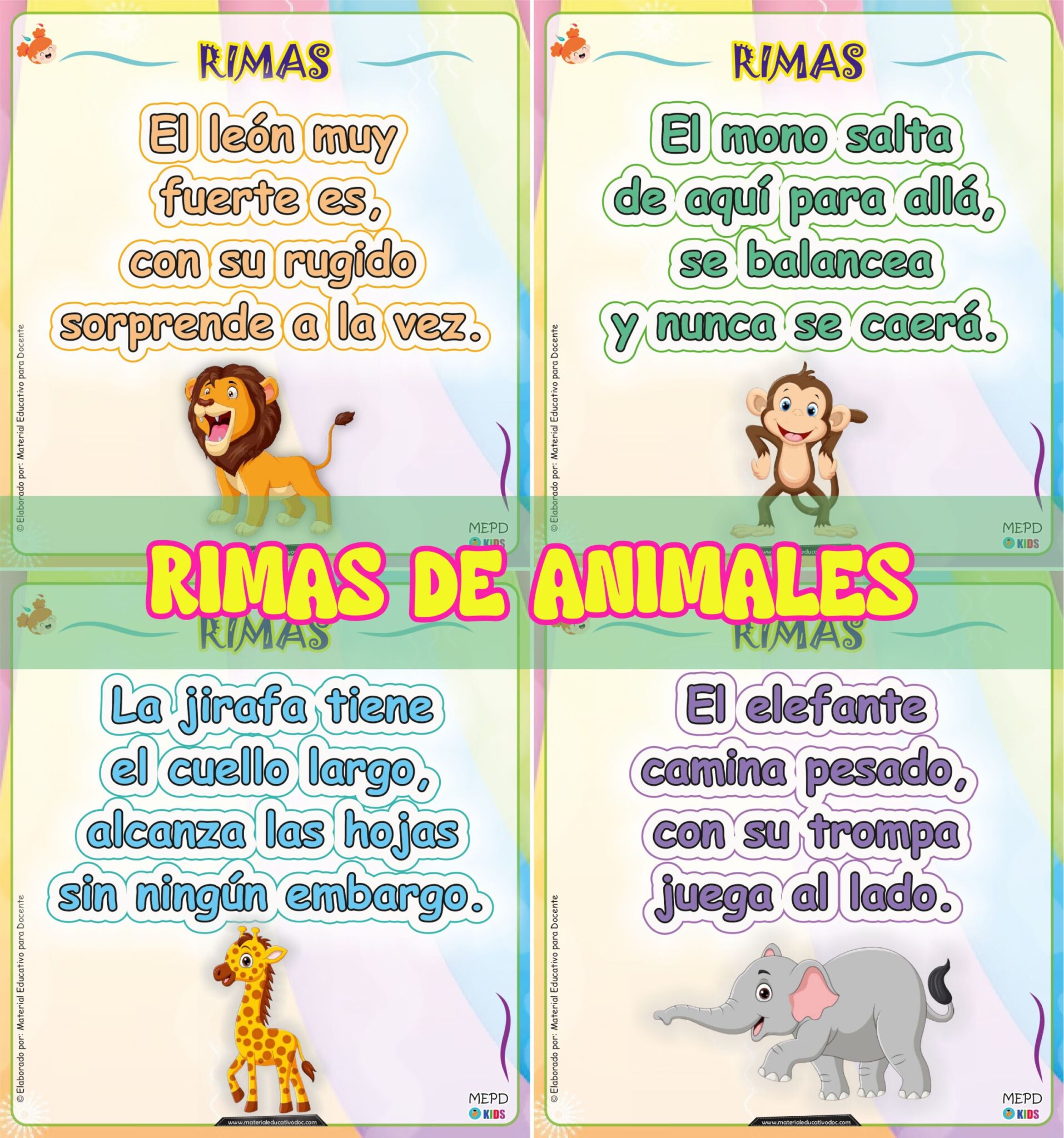 Rimas Cortas de Animales del Zoológico Actividades para Niños